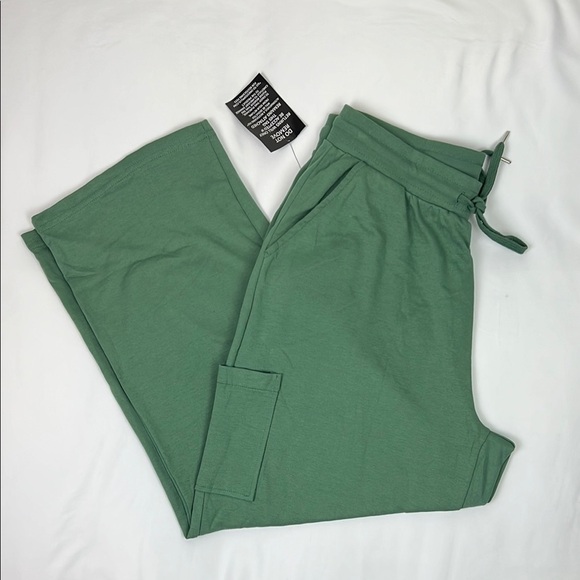 Woman Within New Women’s 18/20 L Drawstring Tie Waist Wide Leg Pockets Knit Pant - Picture 1 of 9